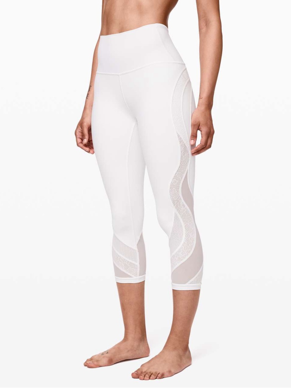 BNWT Lululemon Wunder Under Crop 21" *Lace - White